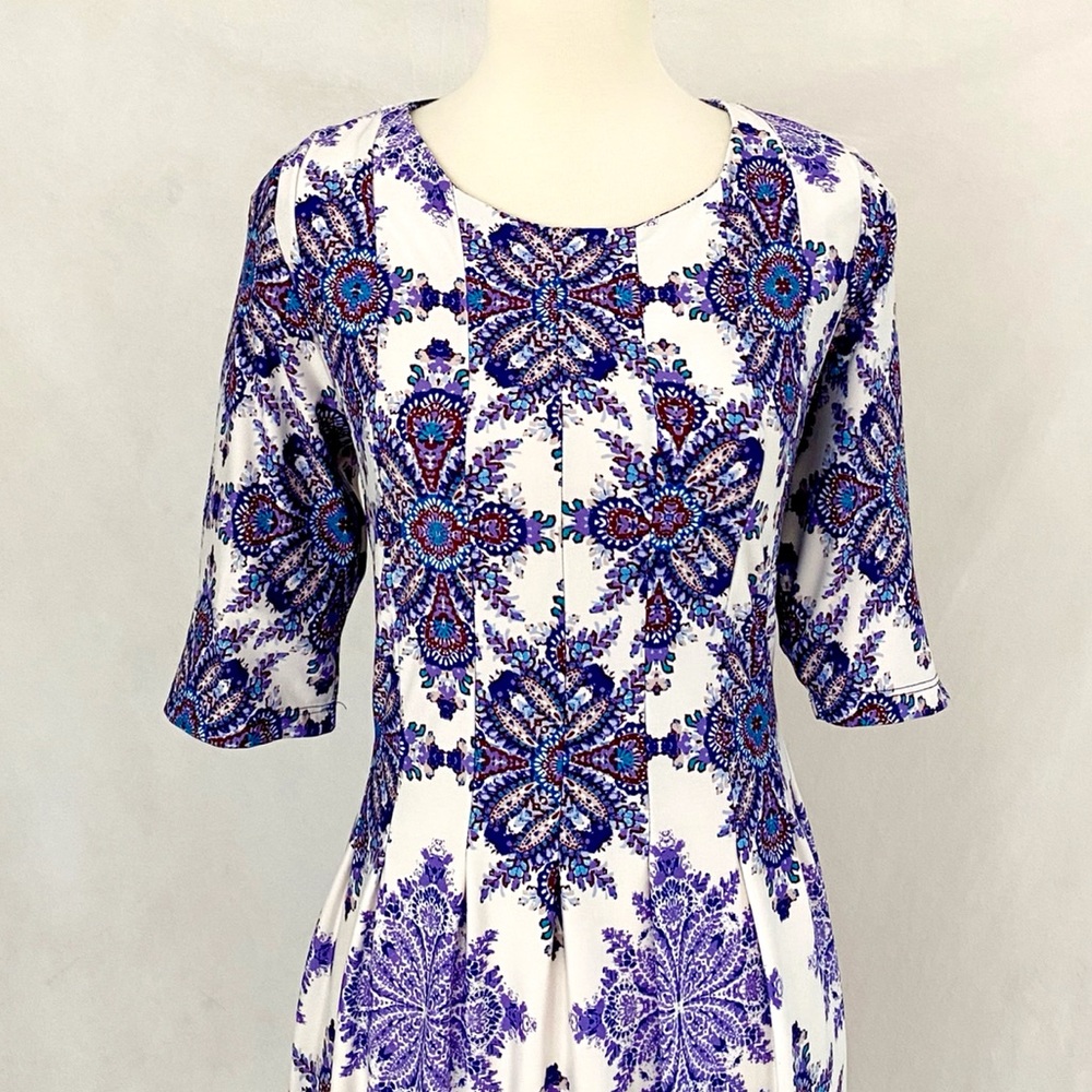 Shelby Palmer Paisley Jersey Knit Fit-Flare Dress - Picture 2 of 11